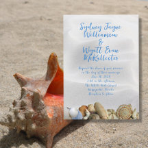 Trouwkaarten Shoreline Elegance met wit zand