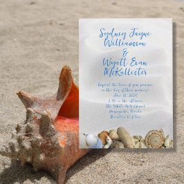 Trouwkaarten Shoreline Elegance met wit zand Kaart