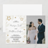 Trouwkaarten van gouden ster dennen met foto kaart (Voorkant / Achterkant)