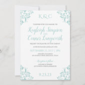 Trouwkaarten vintage | Licht Turquoise-Teal Kaart (Voorkant)