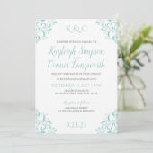 Trouwkaarten vintage | Licht Turquoise-Teal Kaart (Staand voorkant)
