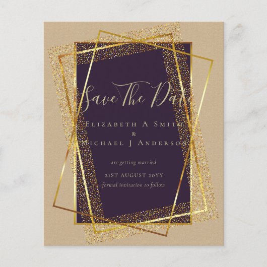 TROUWKAARTEN VOOR EEN BUDGETBRUILOFT  Goud glansfo (Voorkant)