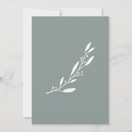 Trouwkaarten voor tweede huwelijk saliegroen kaart (Achterkant)