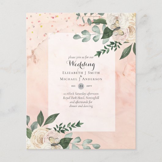 Trouwkaarten witte rozen LAAGSTE PRIJS Flyer (Voorkant)