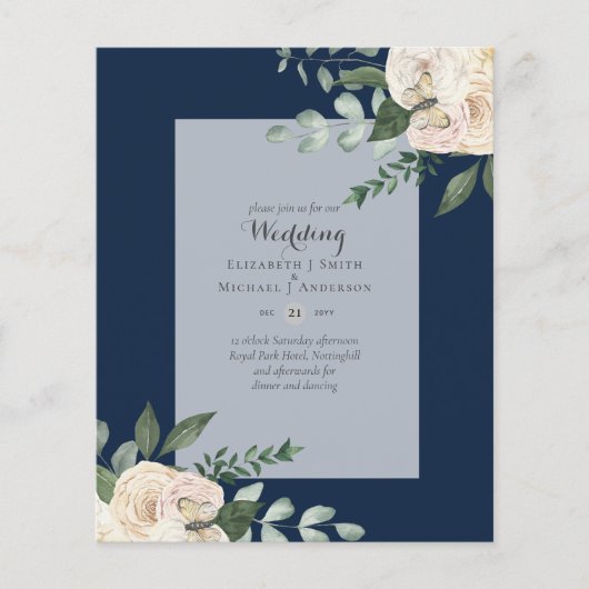 Trouwkaarten witte rozen LAAGSTE PRIJS Flyer (Voorkant)