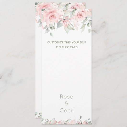 Trouwkaartenset 'Blushing Roses 2' Aankondiging (Voorkant / Achterkant)