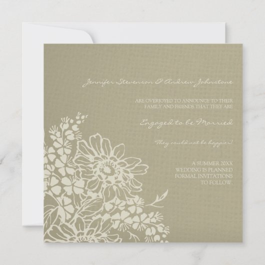 Trouwkaartjes met bloemmotief voor verlovingsaanko aankondiging (Achterkant)