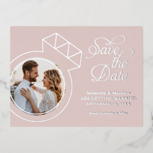 Trouwkaartjes met Roze Save the Date Aankondiginge Folie Uitnodiging Briefkaart
