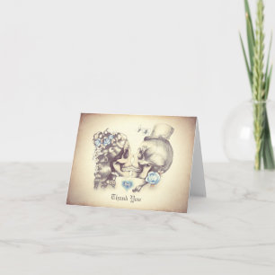 Trouwkaartjes met schedelpaar bedankjes bedankkaart