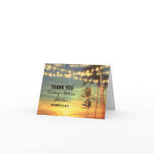 trouwkaartjes strandhuwelijk zonsondergang bedanke