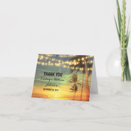 trouwkaartjes strandhuwelijk zonsondergang bedanke bedankkaart