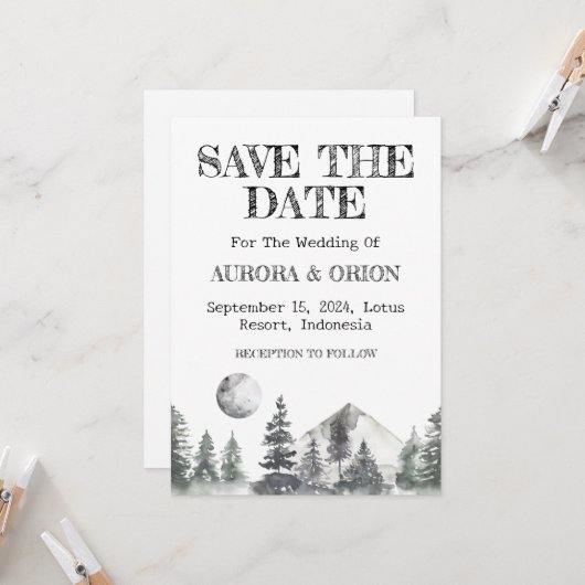 Trouwkaartjes voor camping bruiloft save the date  kaart (Voorkant / Achterkant in situ)