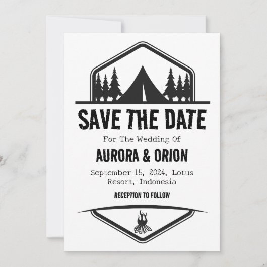 Trouwkaartjes voor camping bruiloft save the date  kaart (Voorkant)