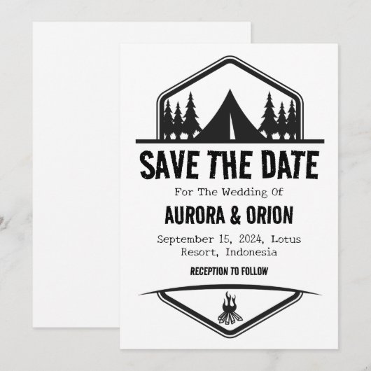 Trouwkaartjes voor camping bruiloft save the date  kaart (Voorkant / Achterkant)