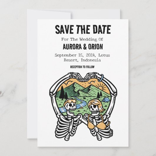 Trouwkaartjes voor camping bruiloft save the date  kaart (Voorkant)