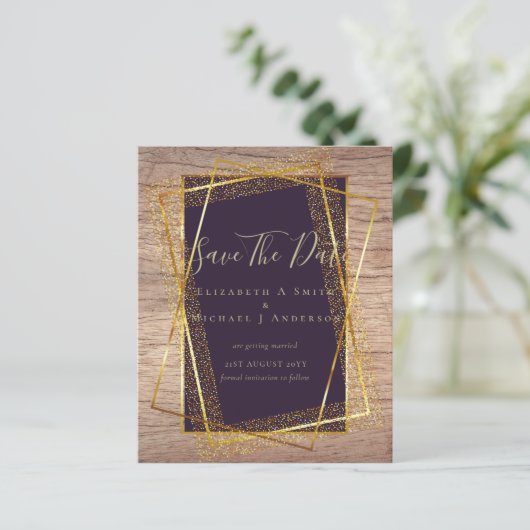 TROUWKAARTJES VOOR EEN BUDGETBRUILOFT Goud glansf (Staand voorkant)