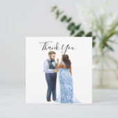 Trouwkaartjes voor interraciale koppels met dankbe kaart (Staand voorkant)