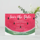 Trouwkaartjes voor zomerhuwelijk met watermeloen S Save The Date (Staand voorkant)