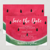 Trouwkaartjes voor zomerhuwelijk met watermeloen S Save The Date (Voorkant / Achterkant)