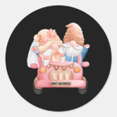 Trouwkabouter is net getrouwd met Pas getrouwd Bri Ronde Sticker (Voorkant)