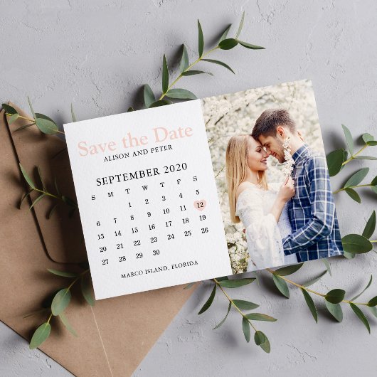 Trouwkalender met Roze Foto 'Save the Date' Save The Date