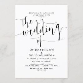 Trouwkalligrafie, eenvoudig zwart, met gezinnen kaart