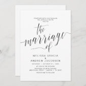 Trouwkalligrafie, eenvoudig zwart script, huwelijk kaart (Voorkant / Achterkant)