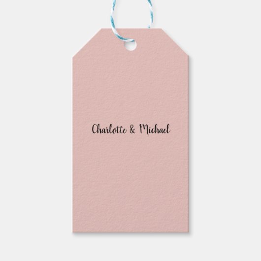 Trouwkalligrafie Elegant Roos Gold Plain Name Cadeaulabel (Voorkant)