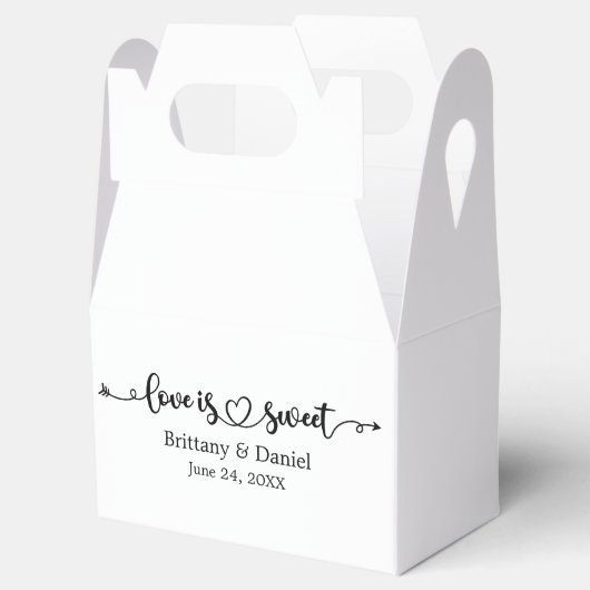 Trouwkalligrafie Heart Love Is Sweet Snoep Bedankdoosjes (Geopend)