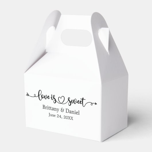 Trouwkalligrafie Heart Love Is Sweet Snoep Bedankdoosjes (Voorkant Zijde)