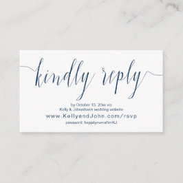 Trouwkalligrafie, marineblauw, online diner RSVP Informatiekaartje