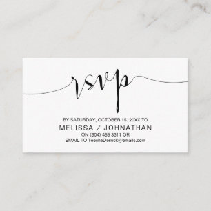 Trouwkalligrafie, zwart script, diner RSVP Informatiekaartje