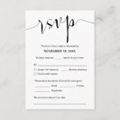Trouwkalligrafie, zwart script, diner RSVP Informatiekaartje (Voorkant)