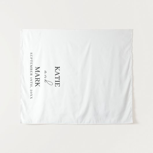 Trouwkalligrafie Zwarte Witte Tafelloper Wandkleed (Voorkant (horizontaal))