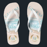 Trouwkamer FlipFlops | Modern Monogram strand Teenslippers<br><div class="desc">Trouwbruidegom FlipFops | Moderne Monogram Geometrische Strandbruiloft | Unieke bruiloft ontworpen voor de BarefootBride™ door ©WhimsicalArtwork™ heeft een geometrische vorm in offset terrariumstijl met variërende transparanten in de facetten om de Tropical Ocean Beach-achtergrond in verschillende vormen en intensiteiten te laten shows. Een speelse benadering van typografie in de tekst -...</div>