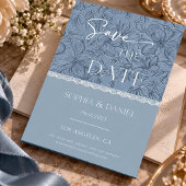 Trouwkant Bruinblauw Save the Date