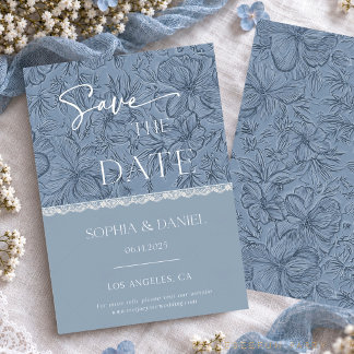 Trouwkant Bruinblauw Save the Date