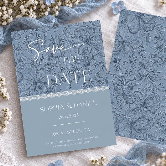 Trouwkant Bruinblauw Save the Date