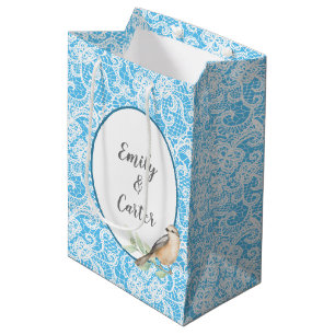 Trouwkant op turquoise medium cadeauzakje