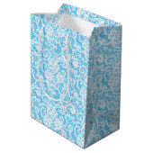 Trouwkant op turquoise medium cadeauzakje (Achterkant Gekanteld)