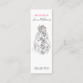 Trouwkapselstylist Zwart Wit Golvend Haar Bloemig Mini Visitekaartje (Voorkant)