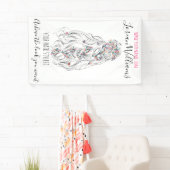 Trouwkapselstylist Zwart Wit Golvend Haar Bloemig Spandoek (Insitu)