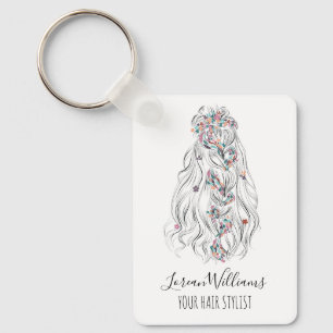 Trouwkapselstylist Zwart Wit Golvend Haar QR Sleutelhanger