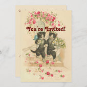 Trouwkatten Soft Gold Invitation Kaart (Voorkant / Achterkant)