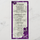 Trouwkerkprogramma - Paarse Bloemenwerveling Programmakaart (Achterkant)