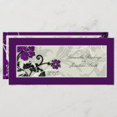 Trouwkerkprogramma - Paarse Bloemenwerveling Programmakaart (Voorkant / Achterkant)
