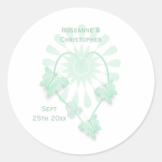 Trouwklassieker Ronde Sticker Pepermunt Vlinder (Voorkant)