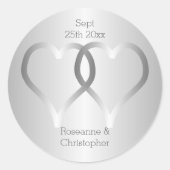 Trouwklassieker Ronde Sticker Zilveren Harten (Voorkant)