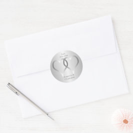 Trouwklassieker Ronde Sticker Zilveren Harten