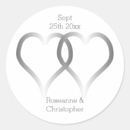 Trouwklassieker Ronde Sticker Zilveren Harten